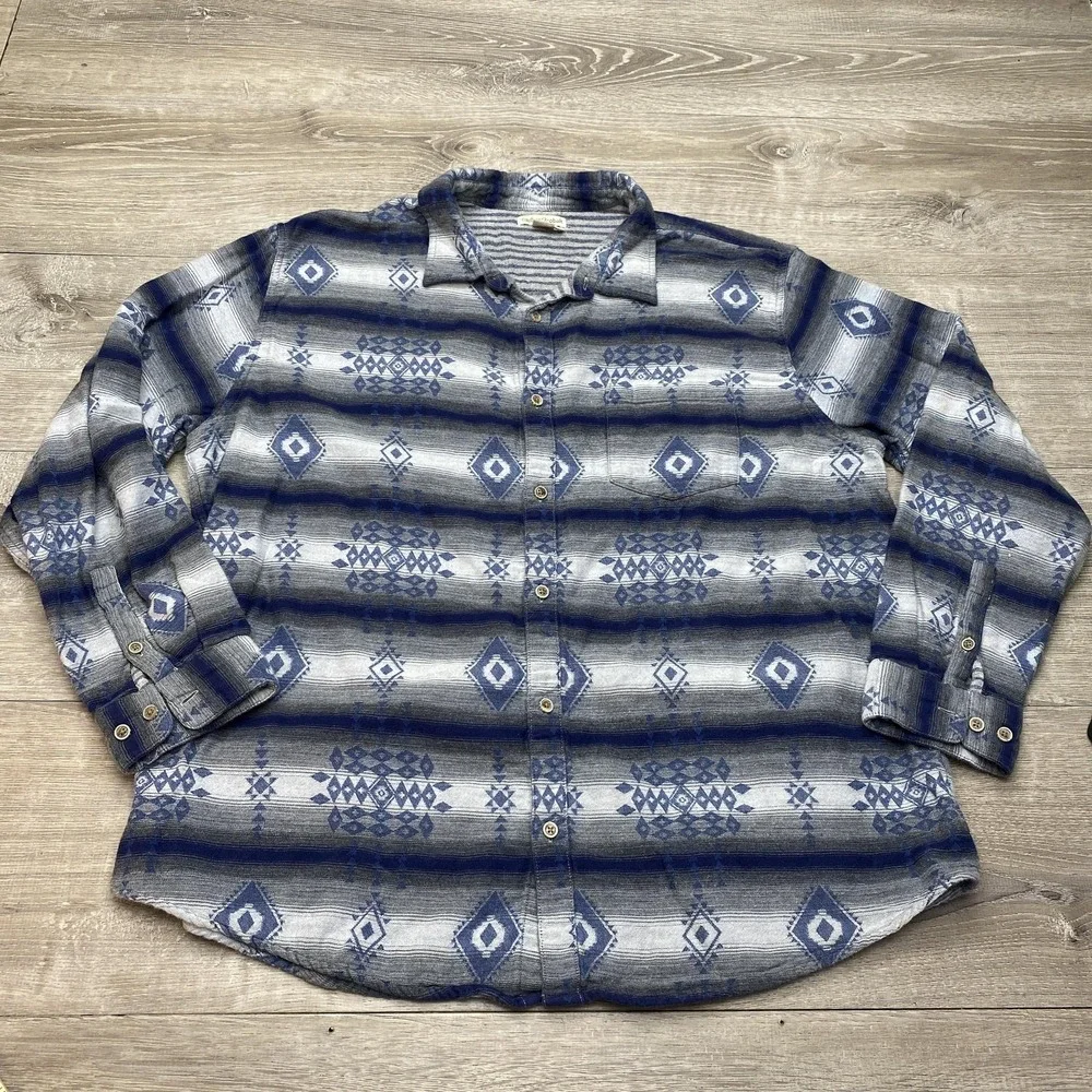Carbon2cobalt Shirt Mens XL Blue Southwestern Flannel Long Sleeve Button Up